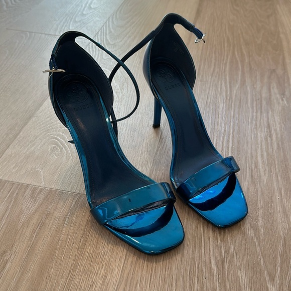 Guess Metallic Blue Heeled Sandal - Picture 1 of 3